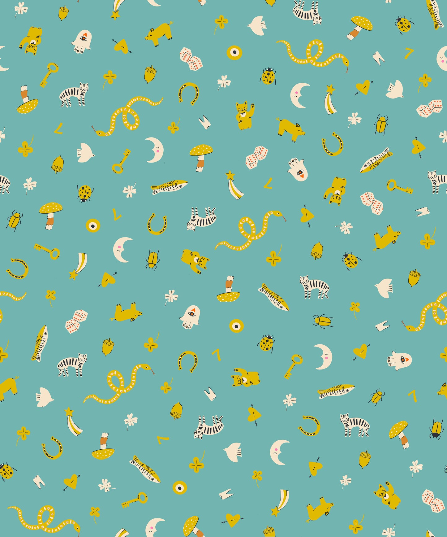 PREORDER Ooh Lucky Lucky || Good Luck Turquoise || Cotton Quilting Fabric