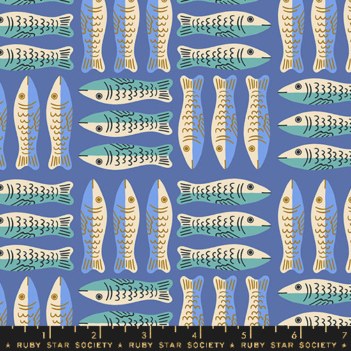 PREORDER Ooh Lucky Lucky || Sardines Turquoise || Cotton Quilting Fabric