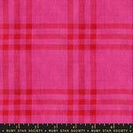 PREORDER Warp and Weft Mystic Fable || Horizon Plaid Vivid Pink || Cotton Woven Quilting Fabric