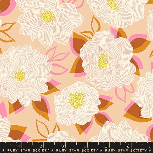 Favorite Flowers || Blooming Creme Brulee || Cotton Quilting Fabric