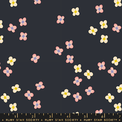 Favorite Flowers || Blossom Soft Black || Cotton Quilting Fabric