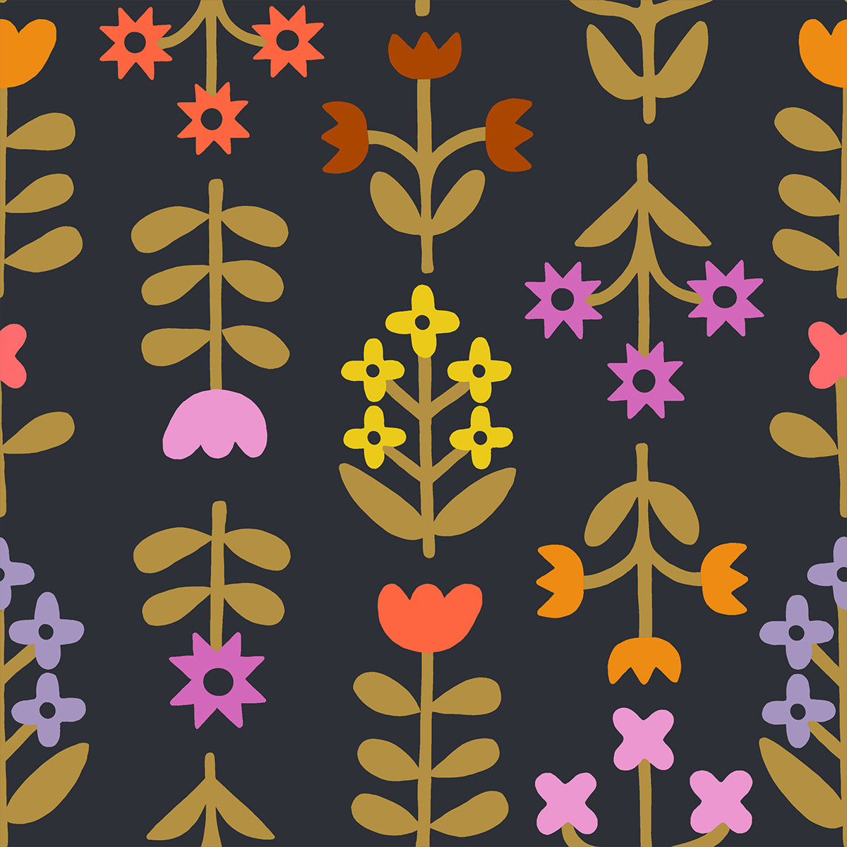 Favorite Flowers || Meadow Soft Black || Linen Canvas || Half Yard