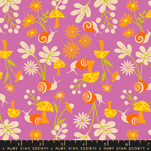 Animal, Animal || Snail Garden Heliotrope || Cotton Quilting Fabric
