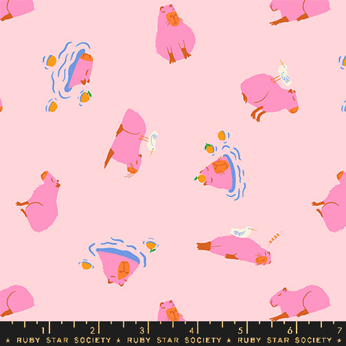 PREORDER Animal, Animal || Capybara Cotton Candy || Cotton Quilting Fabric