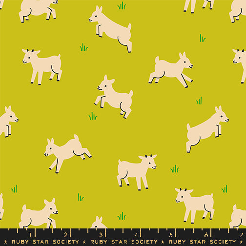 PREORDER Animal, Animal || Baby Goats Pistachio || Cotton Quilting Fabric