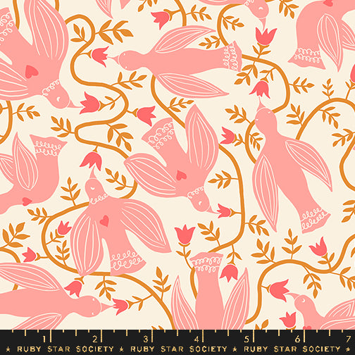 Endpaper || Hummingbirds Natural || Cotton Quilting Fabric