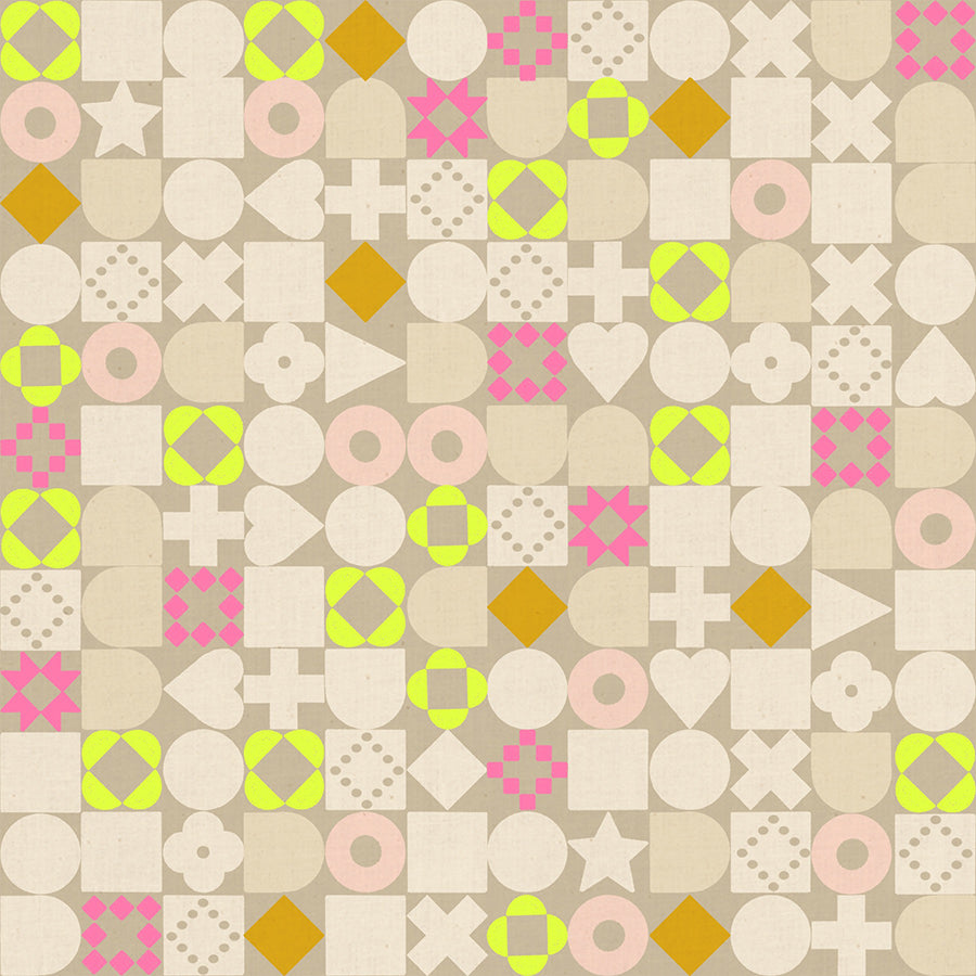 PREORDER LOFI || Blocked Khaki || Cotton Linen Quilting Sewing Fabric (Copy)