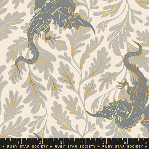 PREORDER FIRE GLOW || Dragon Lair Oyster (Metallic) || Cotton Quilting Fabric