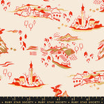 PREORDER FIRE GLOW || Mountain Town Poinsettia (Metallic) || Cotton Quilting Fabric