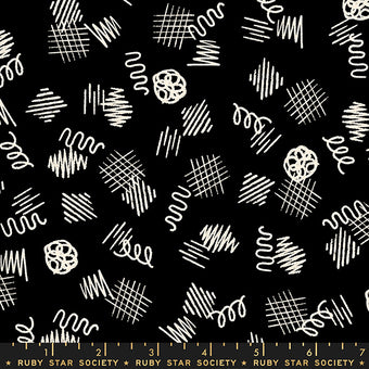 Achroma || Scribble Black || Cotton Quilting Fabric 5-Yard Backing