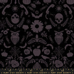 GOOD SPIRITS || Creepy Damask Black || Cotton Quilting Fabric || Half Yard