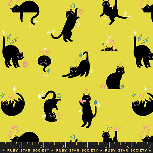PREORDER FREAKY FAMILIARS || Catwalk Citron || Cotton Quilting Fabric