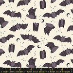 PREORDER FREAKY FAMILIARS || Fat Bats Natural || Cotton Quilting Fabric