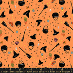 PREORDER FREAKY FAMILIARS || Witchy Woman Orange || Cotton Quilting Fabric