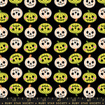 PREORDER FREAKY FAMILIARS || Pumpkin Party Black || Cotton Quilting Fabric