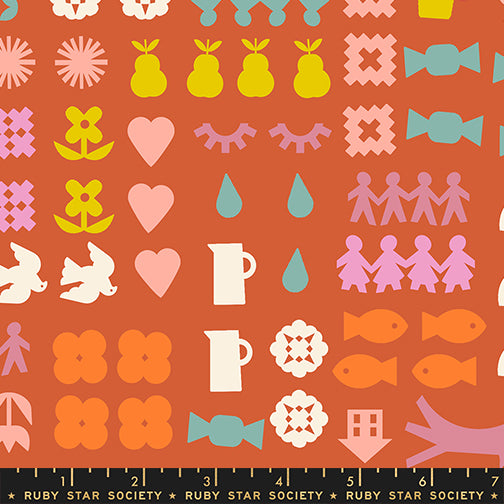 PREORDER Paper Cuts 2 || Together Persimmon || Cotton Quilting Fabric