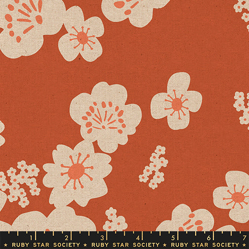 PREORDER Paper Cuts 2 || Hana Persimmon || Cotton Linen Canvas HALF YARD
