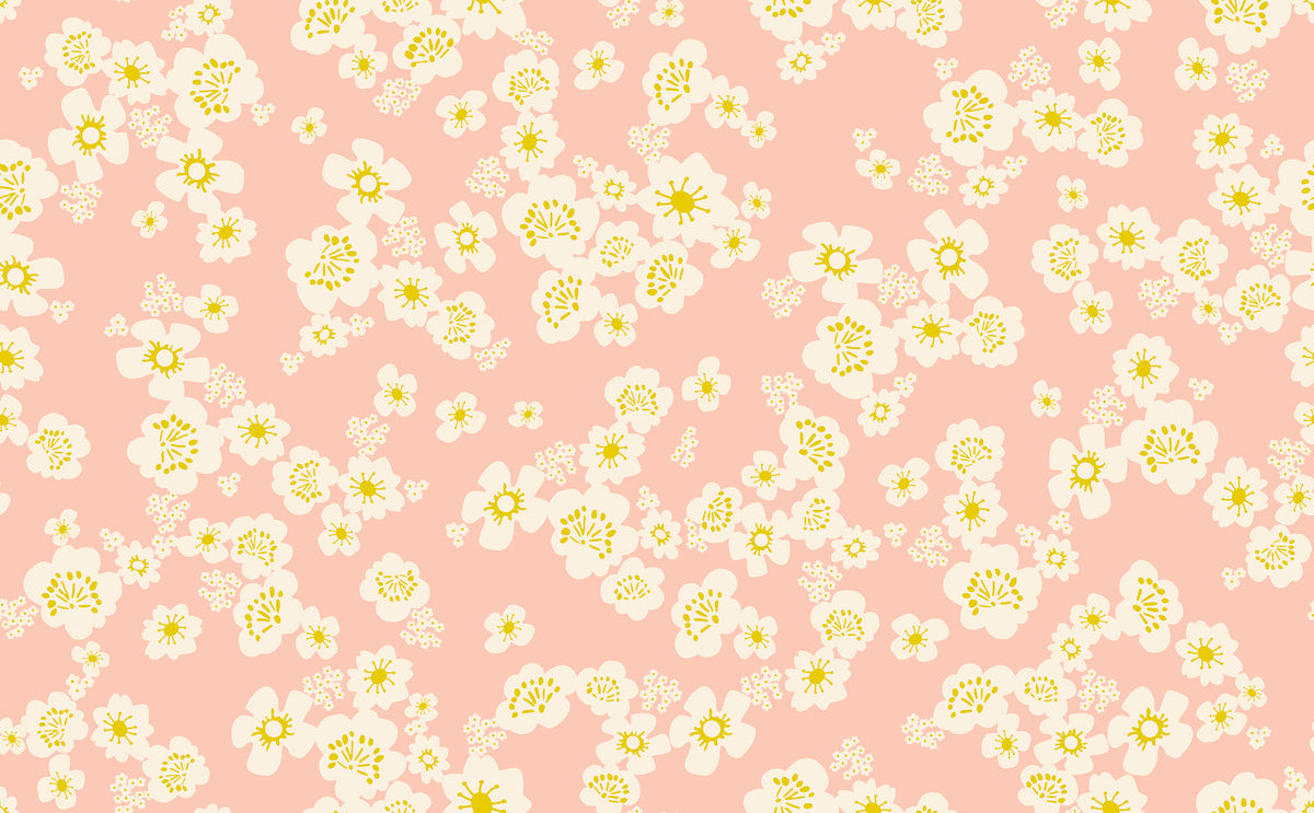 PREORDER Paper Cuts 2 || Hana Peach Blossom || Cotton Double Gauze HALF YARD