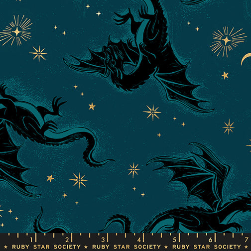 PREORDER FIRE GLOW || Etched Dragons Galaxy (Metallic) || Cotton Quilting Fabric
