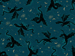 PREORDER FIRE GLOW || Etched Dragons Galaxy (Metallic) || Cotton Quilting Fabric
