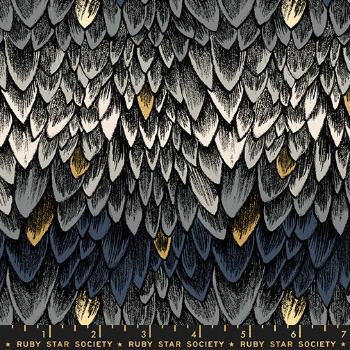 PREORDER FIRE GLOW || Scales Smoke (Metallic) || Cotton Quilting Fabric