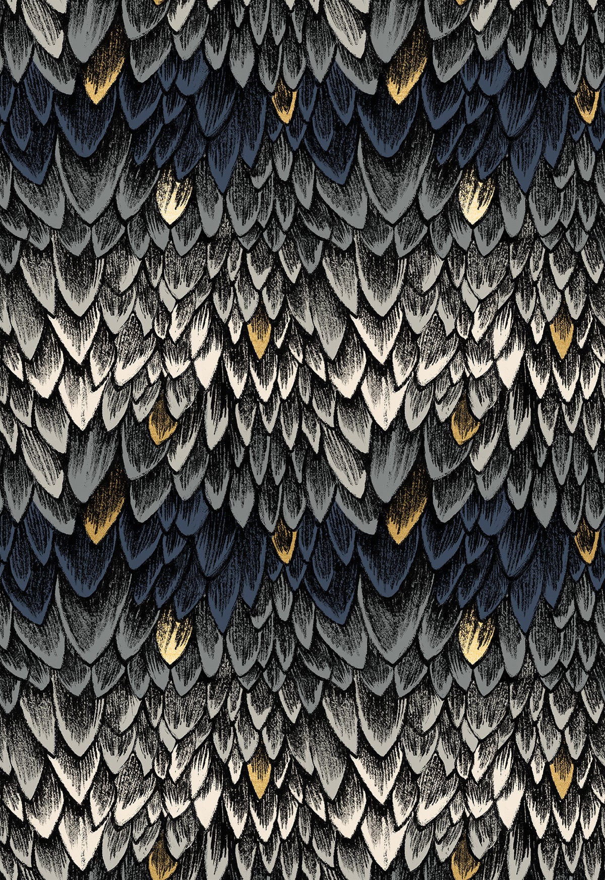 PREORDER FIRE GLOW || Scales Smoke (Metallic) || Cotton Quilting Fabric