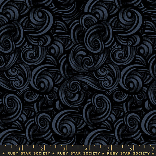PREORDER FIRE GLOW || Smoke Black (Metallic) || Cotton Quilting Fabric