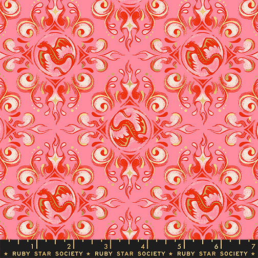 PREORDER FIRE GLOW || Emblem Poinsettia (Metallic) || Cotton Quilting Fabric