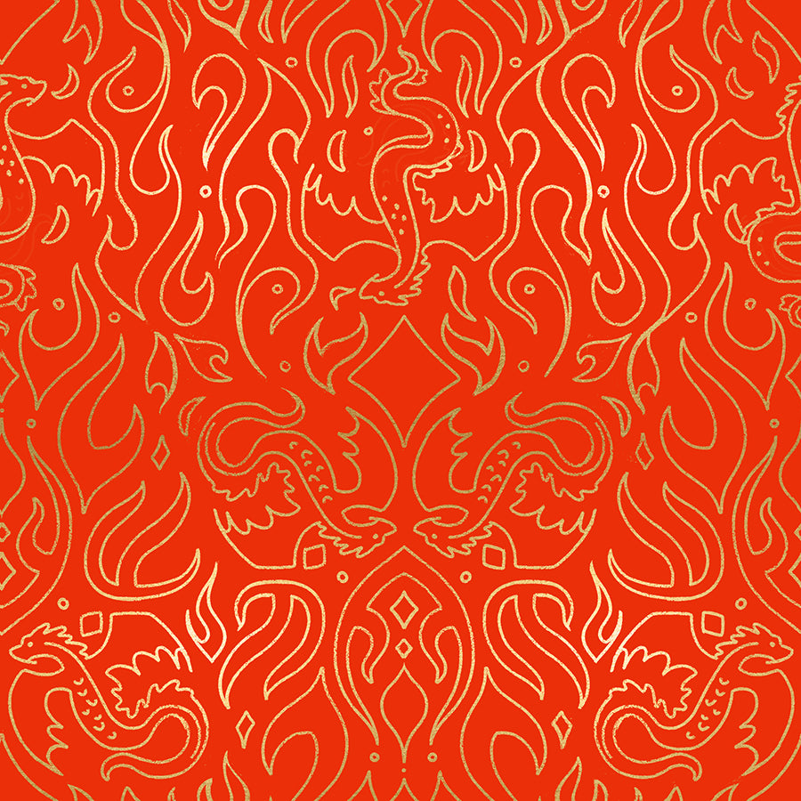PREORDER FIRE GLOW || Scribe Poinsettia (Metallic) || Cotton Quilting Fabric