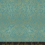 PREORDER FIRE GLOW || Scribe Watercress (Metallic) || Cotton Quilting Fabric