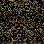 PREORDER FIRE GLOW || Scribe Black (Metallic) || Cotton Quilting Fabric