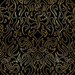 PREORDER FIRE GLOW || Scribe Black (Metallic) || Cotton Quilting Fabric