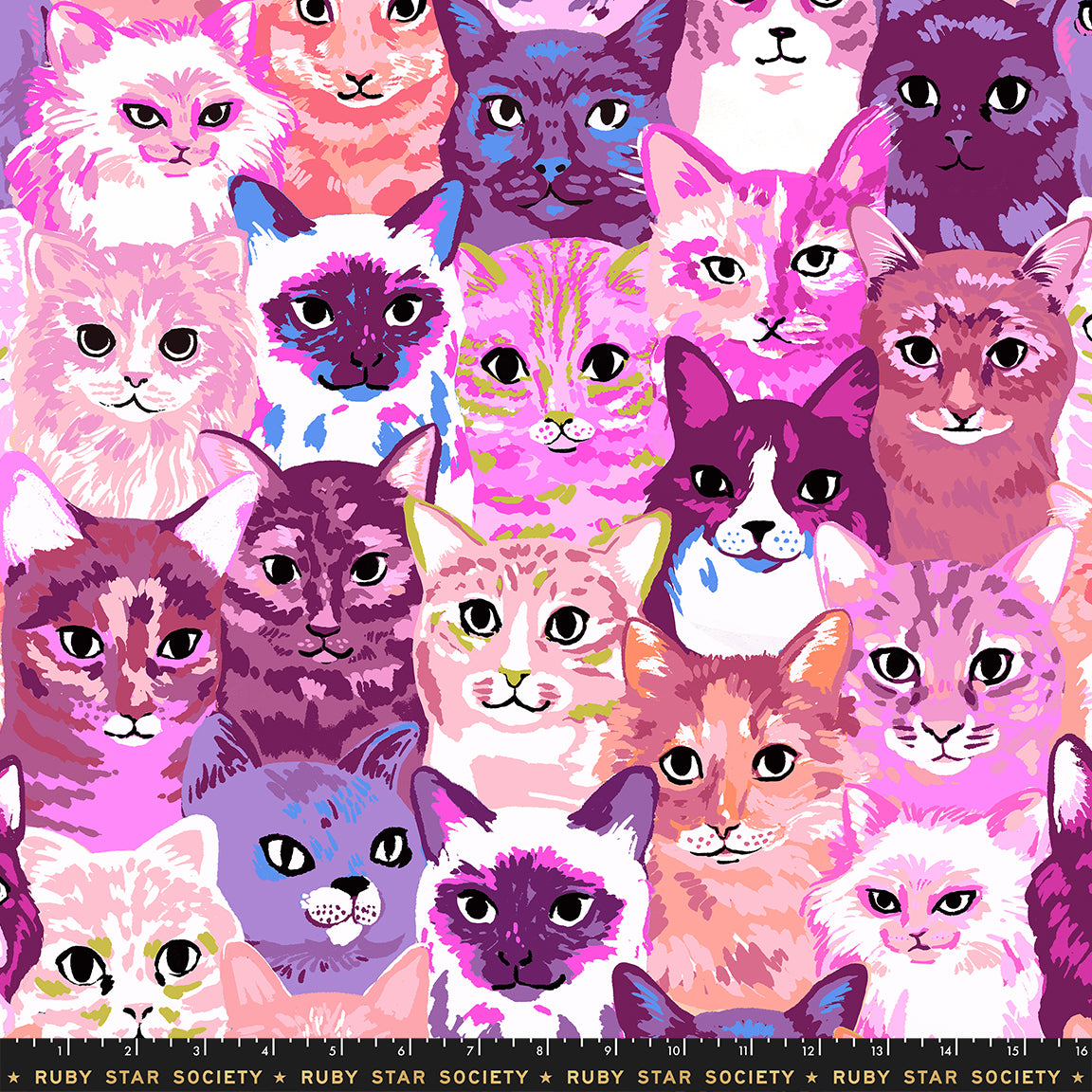 PREORDER Oops All Cats || 108" Hundreds of Cats Pink || Cotton Wideback Quilting Fabric