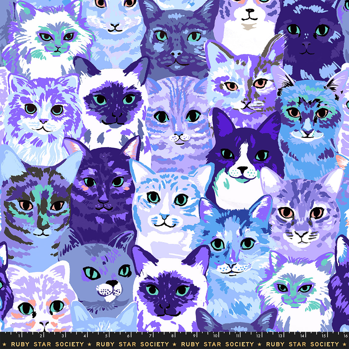 PREORDER Oops All Cats || 108" Hundreds of Cats Blue || Cotton Wideback Quilting Fabric