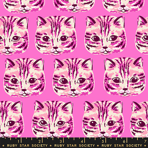 PREORDER Oops All Cats || Friskers Berry || Cotton Quilting Fabric