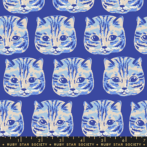 PREORDER Oops All Cats || Meow Meow Blue Ribbon || Cotton Quilting Fabric
