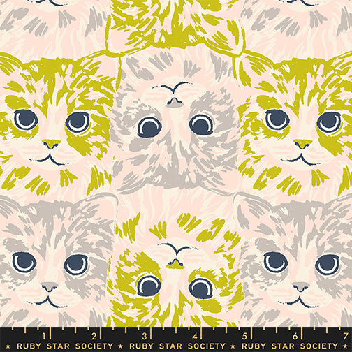 PREORDER Oops All Cats || Cat Checkers Pistachio || Cotton Quilting Fabric