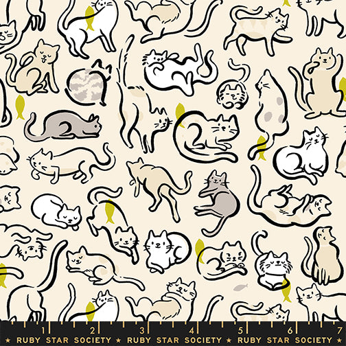 PREORDER Oops All Cats || Schmitties Pistachio || Cotton Quilting Fabric