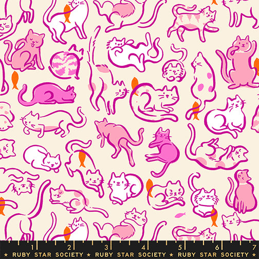 PREORDER Oops All Cats || Schmitties Berry || Cotton Quilting Fabric