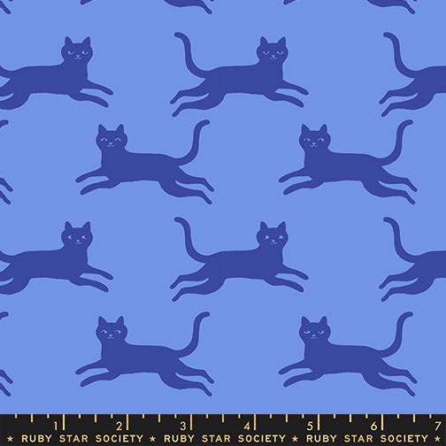 PREORDER Oops All Cats || Kitty Run Lindley Blue || Cotton Quilting Fabric