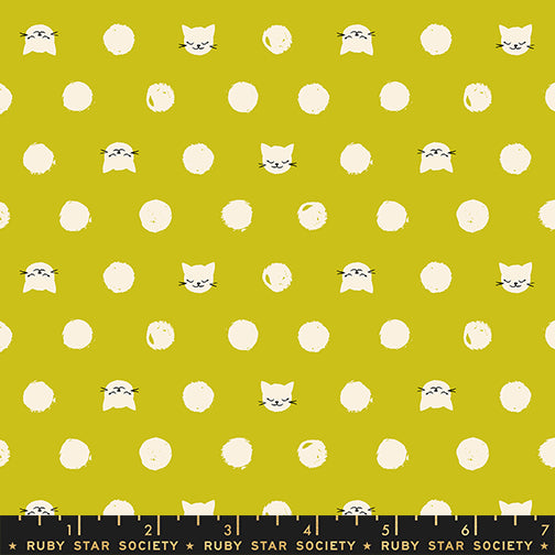 PREORDER Oops All Cats || Friskers Pistachio || Cotton Quilting Fabric