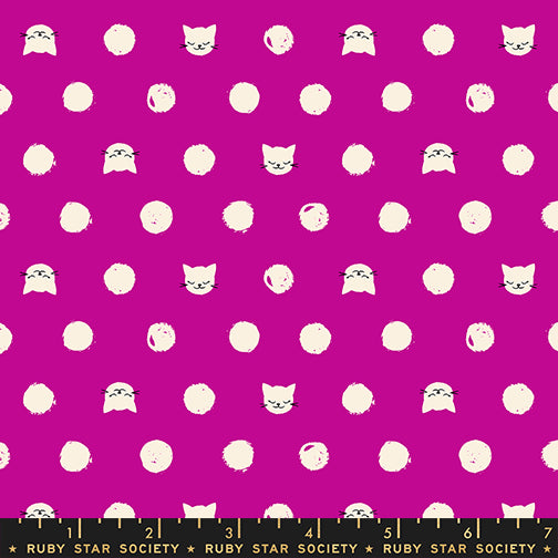 PREORDER Oops All Cats || Friskers Berry || Cotton Quilting Fabric