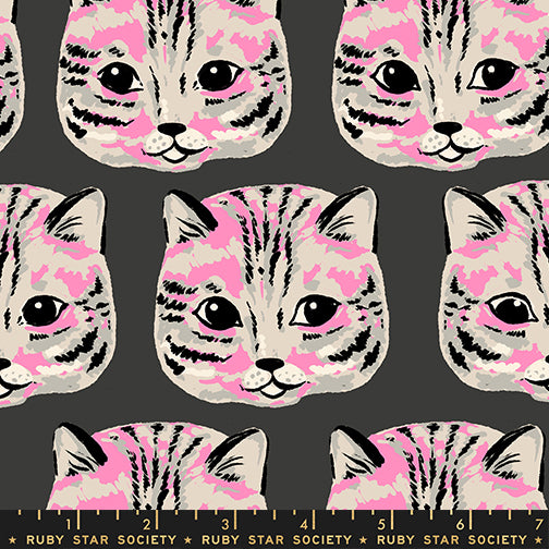 PREORDER Oops All Cats || Meow Meow Soft Black || Cotton Linen Canvas HALF YARD
