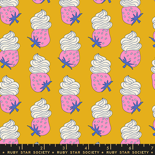 PREORDER Sugar Cone 2 || Strawberry Whip Goldenrod || Cotton Quilting Fabric
