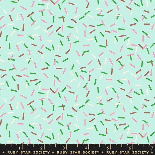 PREORDER Sugar Cone 2 || Rainbow Sprinkles Mint || Cotton Quilting Fabric
