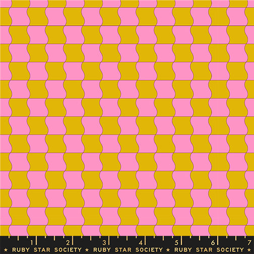 PREORDER Sugar Cone 2 || Wavy Check Goldenrod || Cotton Quilting Fabric