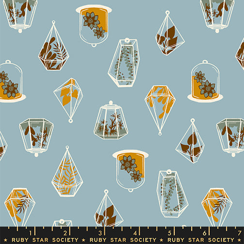 PREORDER Calathea || Terrarium Soft Blue || Cotton Quilting Fabric