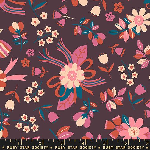 PREORDER Corsage || Nosegay Eggplant || Cotton Quilting Fabric
