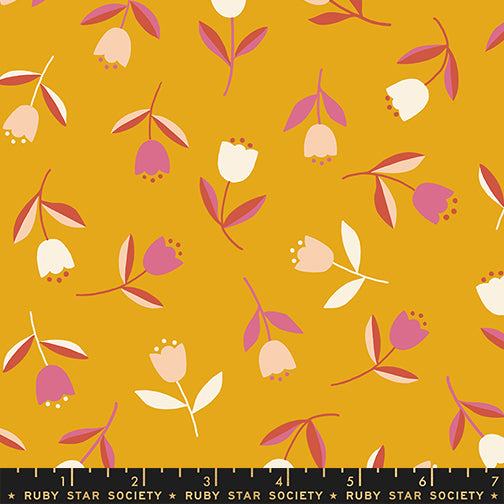 PREORDER Corsage || Tiny Tulips Goldenrod || Cotton Quilting Fabric