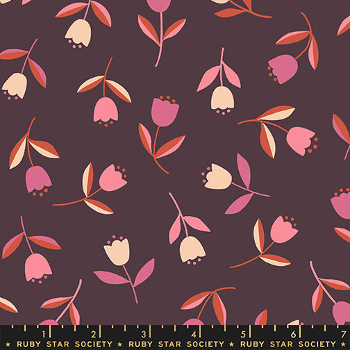 PREORDER Corsage || Tiny Tulips Eggplant || Cotton Quilting Fabric